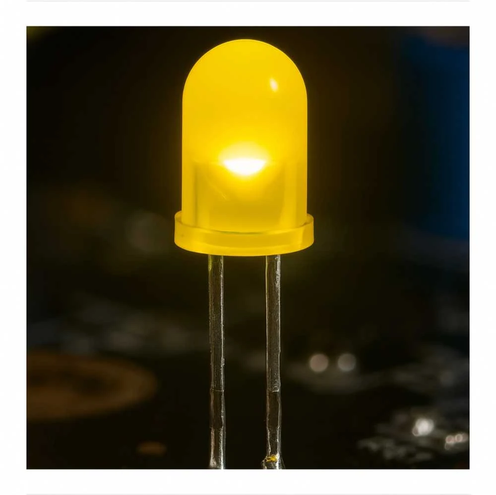 5 mm geltonas difuzinis šviesos diodas 20 mA - 10 vnt