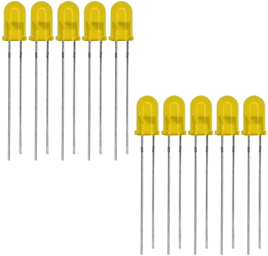 5 mm geltonas difuzinis šviesos diodas 20 mA - 10 vnt