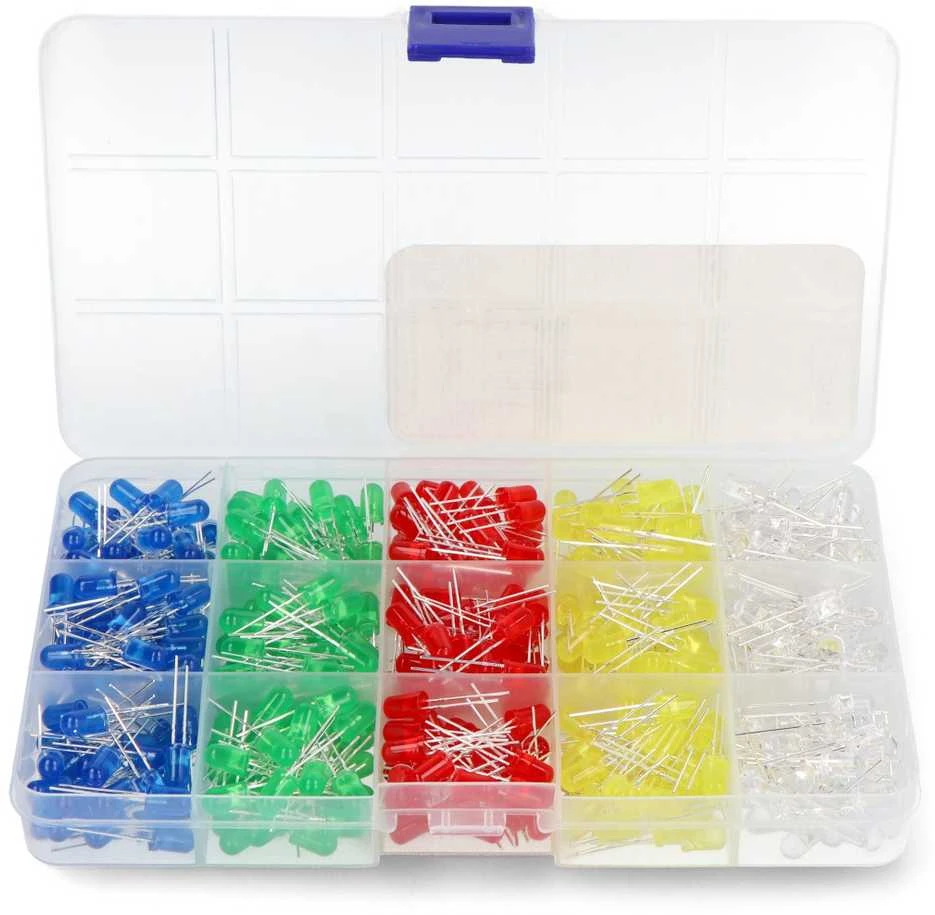 5 mm LED diodų rinkinys - justPi - 500 vnt, + organizatorius