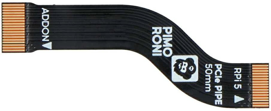 Lankstus 50 mm PCIe kabelis su Pimoroni logotipais