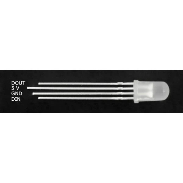 5mm WS2811 RGB LED su kontaktų schema