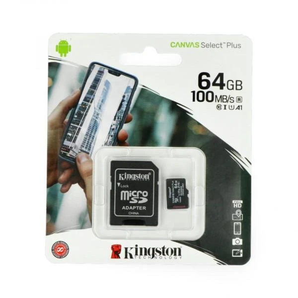 Atminties kortelė Kingston Canvas Select Plus MicroSDXC, 64 GB, su SD adapteriu