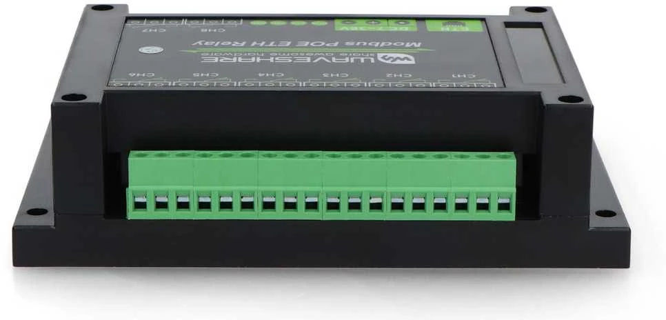 8 kanalų relinis modulis su optoizoliacija - 10A/250VAC/30VDC kontaktai - 7V-36V ritė - Modbus PoE - Waveshare 24964