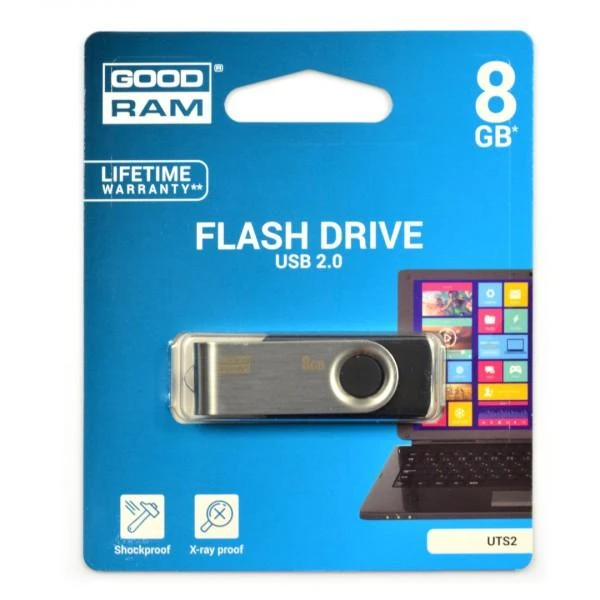 GOODRAM UTS2-0080K0R11 GOODRAM memory USB UTS2 8GB USB 2.0 Juodas