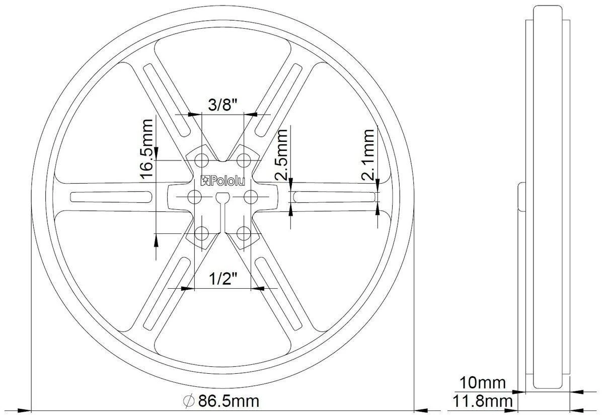 90x10mm ratai, mėlyni, Pololu 1438