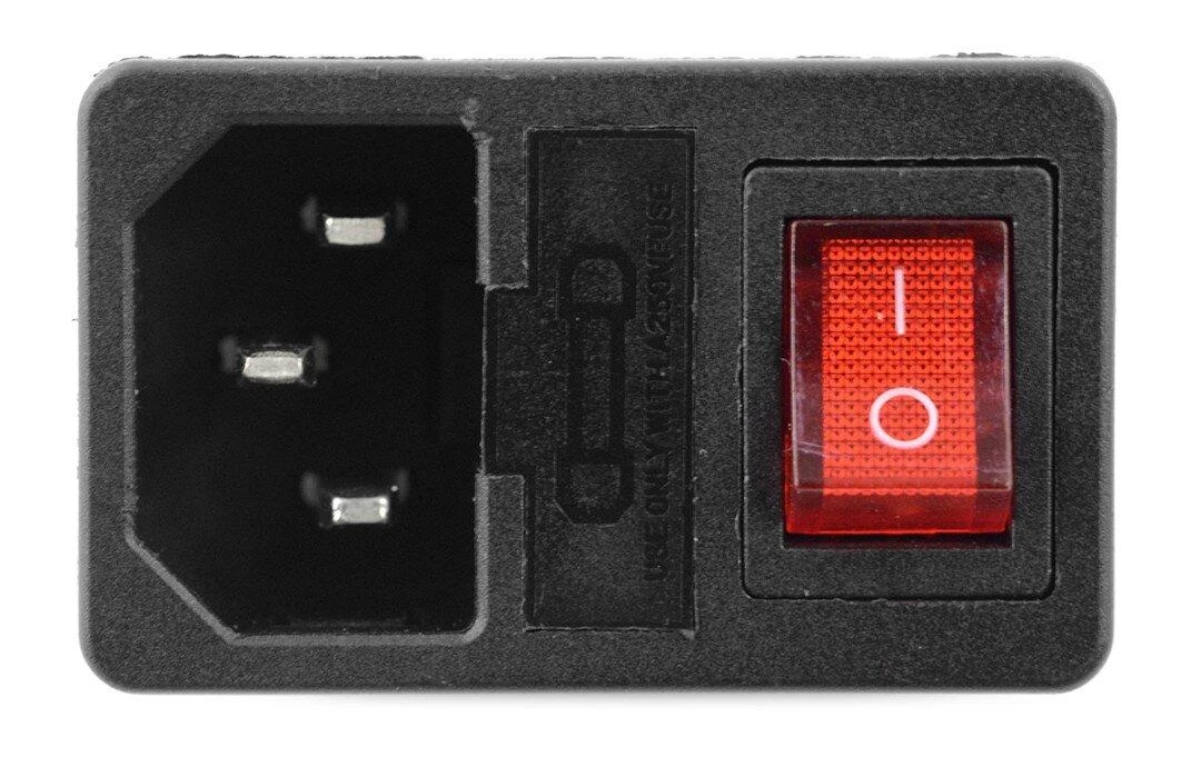 Oem AC lizdas su fiksatoriumi IEC 250V - su jungikliu ir vieta saugikliui