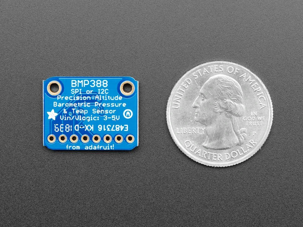 BMP388 sensoriaus dydžio palyginimas su moneta
