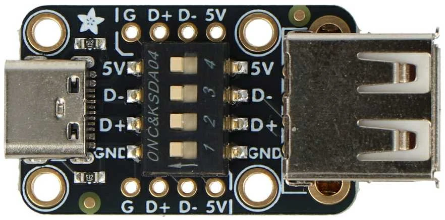 Adafruit USB adapteris su DIP jungikliu
