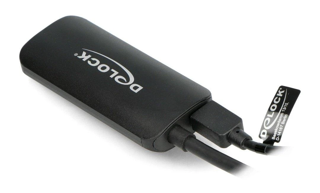 Adapteris HDMI kištukas ir Displayport lizdas microUSB maitinimo blokas 4K 60Hz Delock 24cm