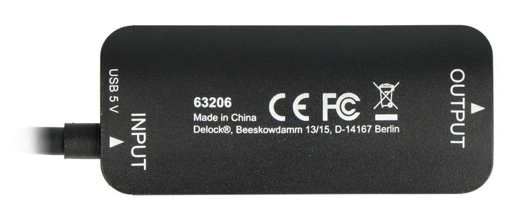 Adapteris HDMI kištukas ir Displayport lizdas microUSB maitinimo blokas 4K 60Hz Delock 24cm