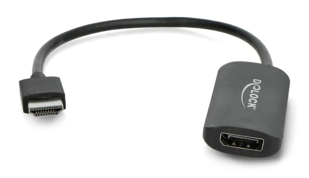 Adapteris HDMI kištukas ir Displayport lizdas microUSB maitinimo blokas 4K 60Hz Delock 24cm