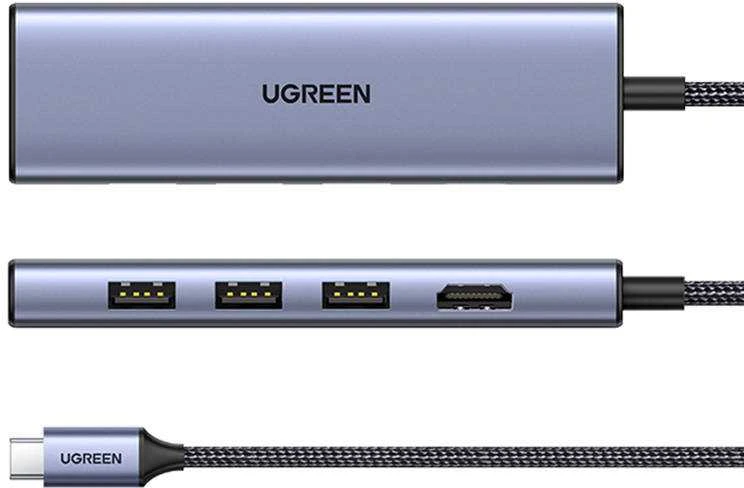 Adapteris HUB UGREEN CM511 USB-C prie HDMI, 3x USB-A 3.0, SD/TF