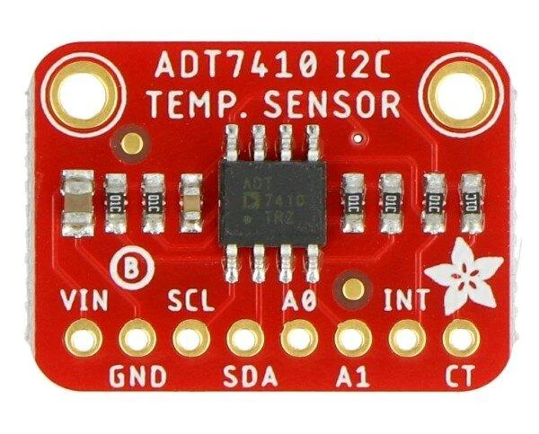 ADT7410 temperatūros jutiklio modulis viršuje