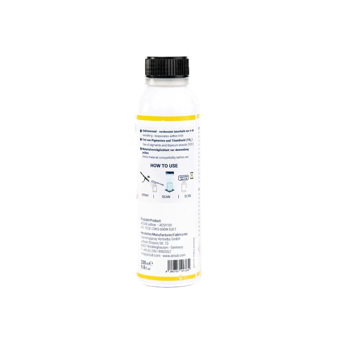AESUB Yellow 200ml flakonas su naudojimo instrukcija