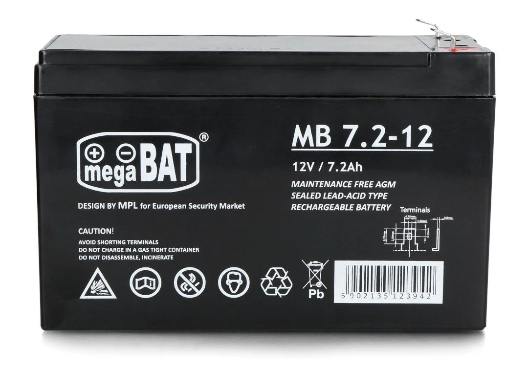 Mpl Power Elektro Megabat 12V 7.2Ah F1(187) AGM akumuliatorius, 3-5 metai