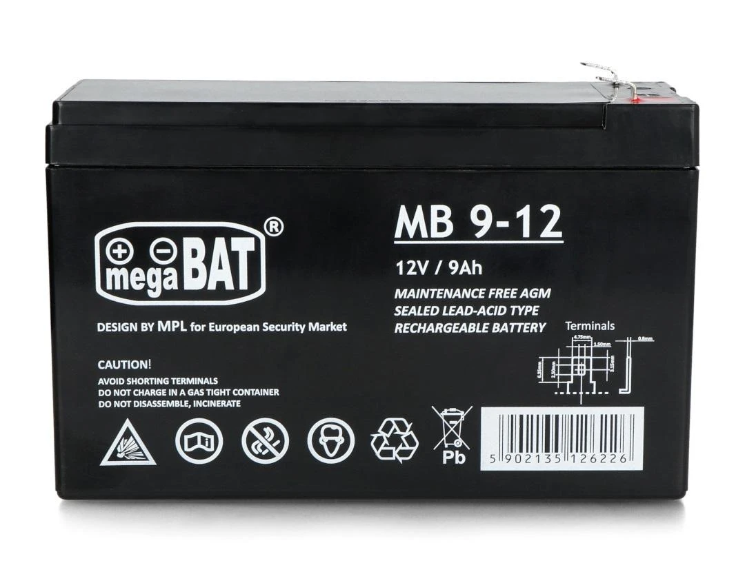 Mpl Power Elektro Megabat 12V 9Ah F1(187) AGM akumuliatorius, 3-5 metai