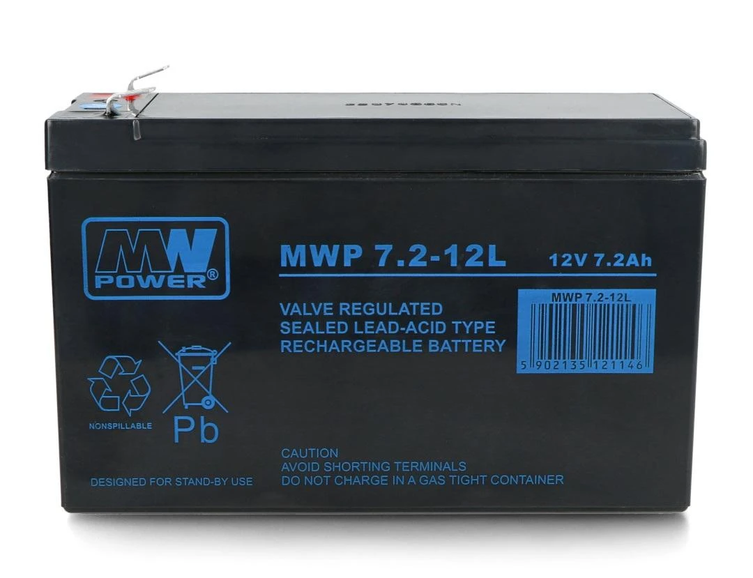 Mw Power MWPower MWP 12V 7,2Ah F2(250) AGM akumuliatorius, 12 metų