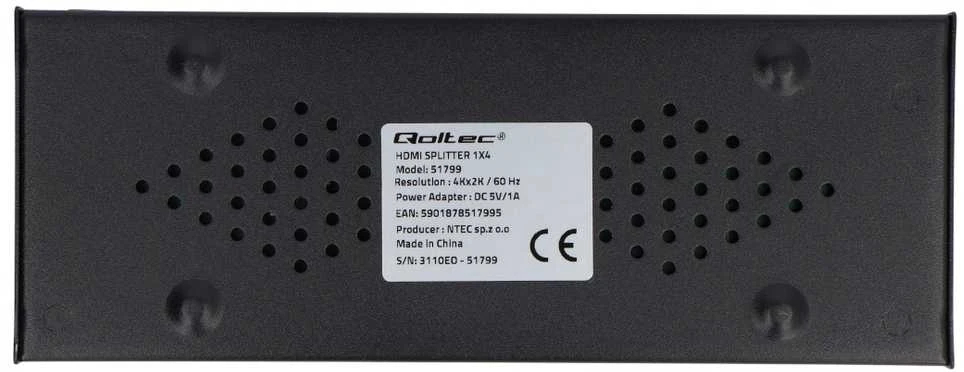 HDMI Skirstytuvas - Qoltec 51799 4K 60Hz 4 x HDMI Juodas