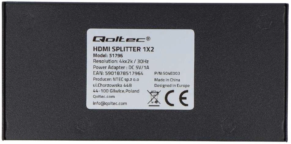 „Qoltec“ aktyvus skirstytuvas 2 x HDMI 4K x 2K | 3.4 Gb/s | Didelis stabilumas
