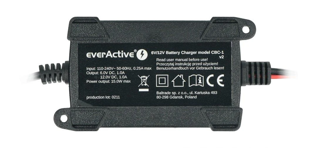 everActive universalus automatinis 6/12V 1000mA akumuliatorių kroviklis