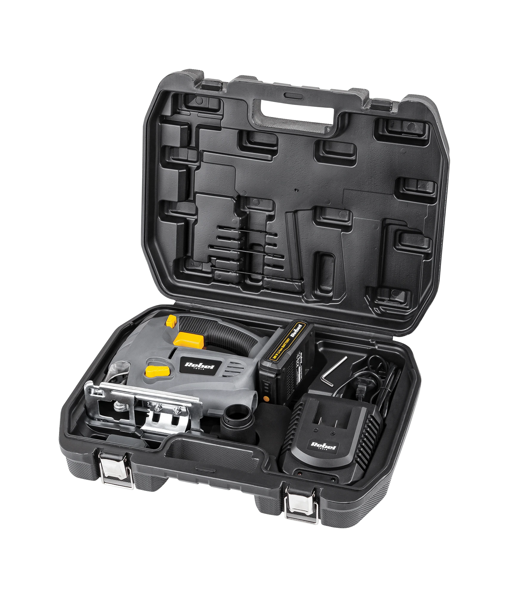 Rebel Tools akumuliatorinis siaurapjūklis RB-1031, 20V; 2 Ah