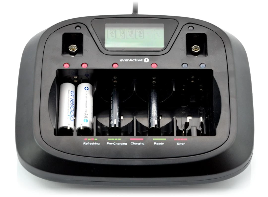 everActive universalus 4 etapų AA AAA C D 9V elementų įkroviklis NC-900U