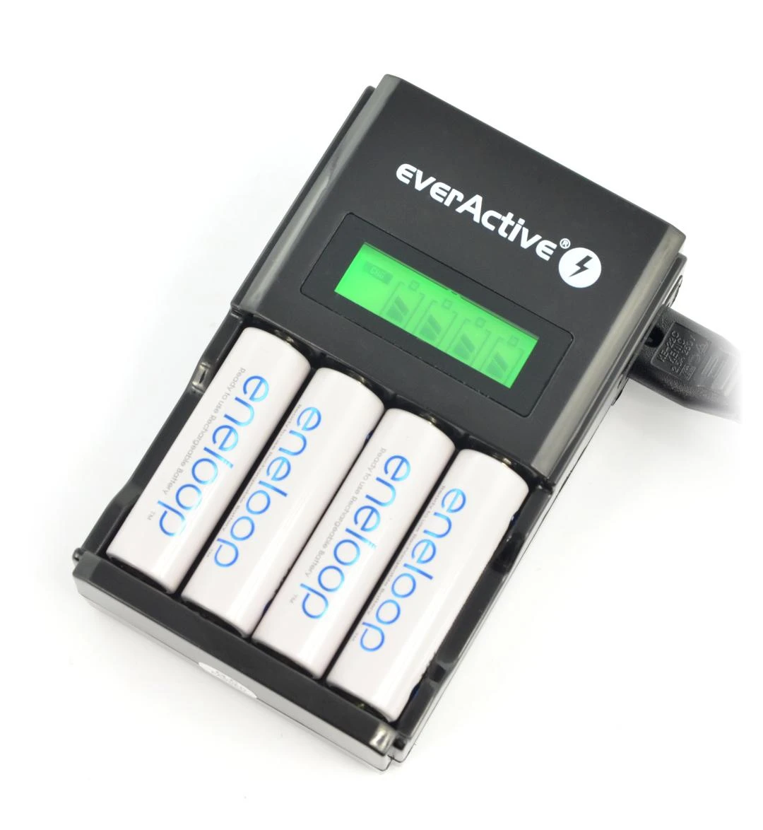 everActive automatinis AA/AAA elementų įkroviklis su LCD ekranu NC-450 Juodas