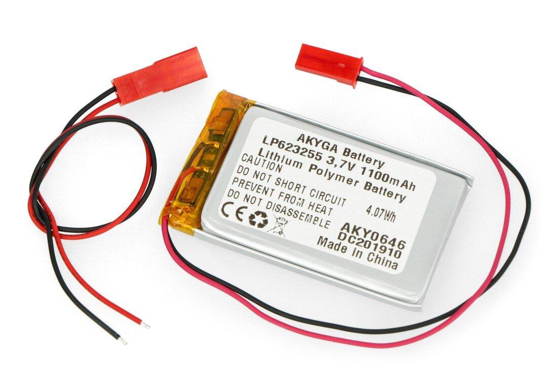 Akyga 1100mAh 1S 3.7V Li-Pol akumuliatorius - 55x32x6.2mm