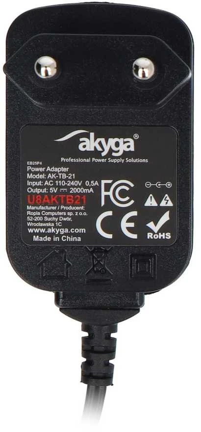 Akyga AK-TB-21 5V/2A 10W impulsinis maitinimo šaltinis - DC kištukas 2.5/0.7mm