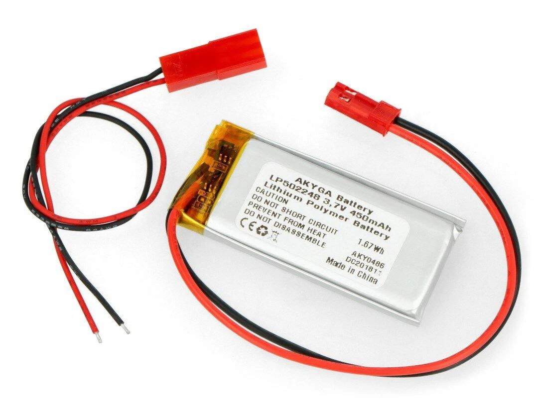 Akyga Li-Pol 450mAh akumuliatorius su JST-BEC jungtimis