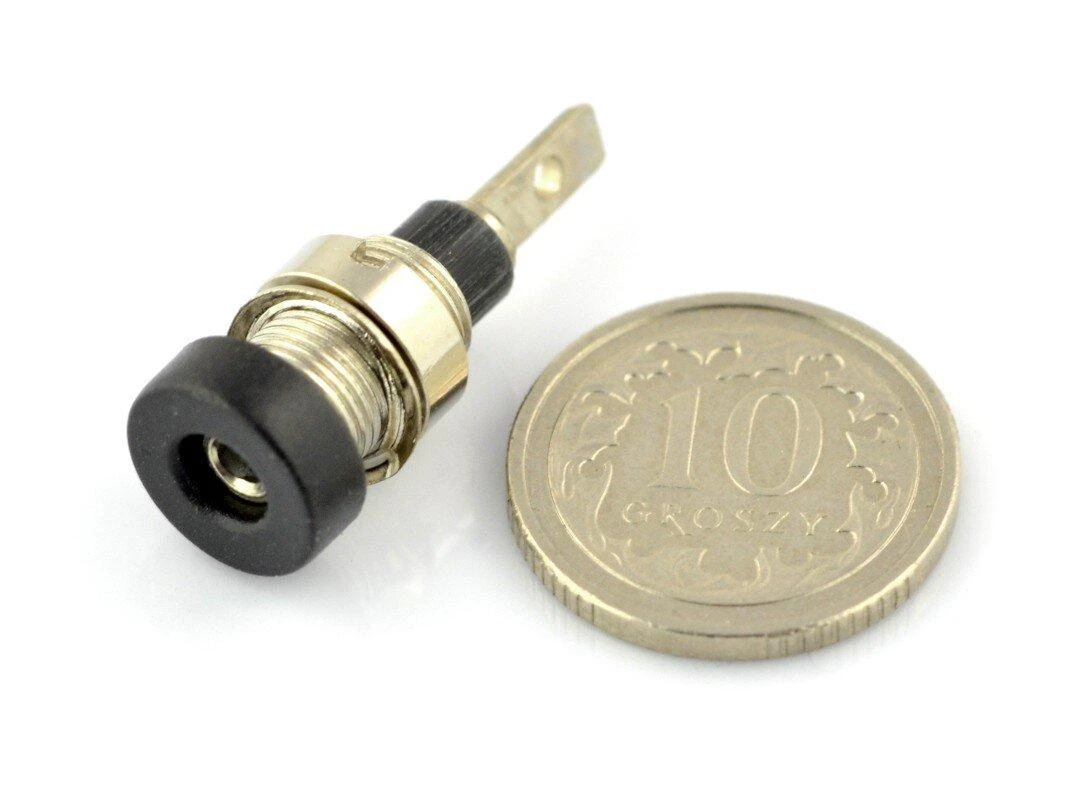 Oem AL2360 banana lizdas - juodas - 2mm - 5 vnt