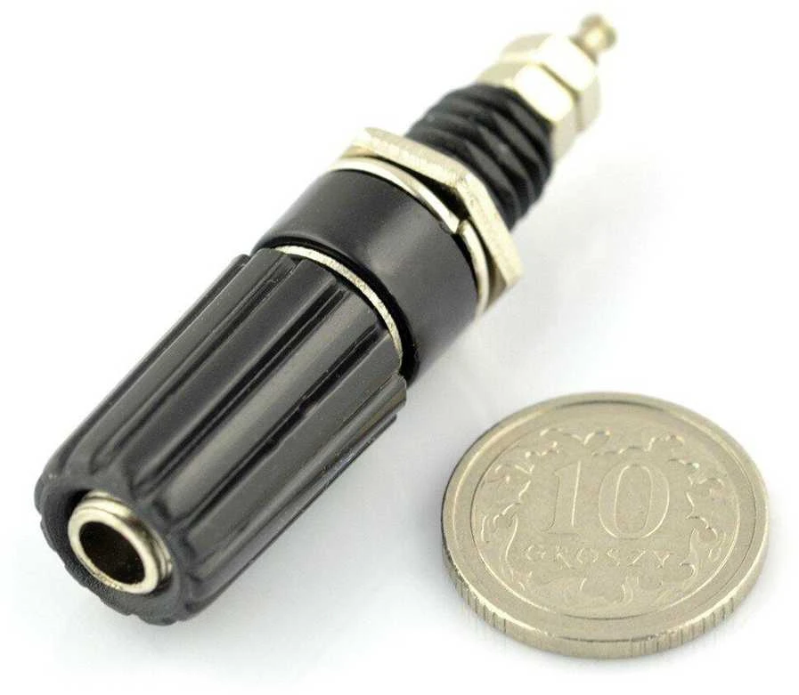 Oem AL2418 banana lizdas - juodas - 4mm - 5 vnt
