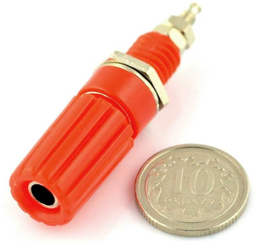 Oem AL2418 banana lizdas - raudonas - 4mm - 5 vnt