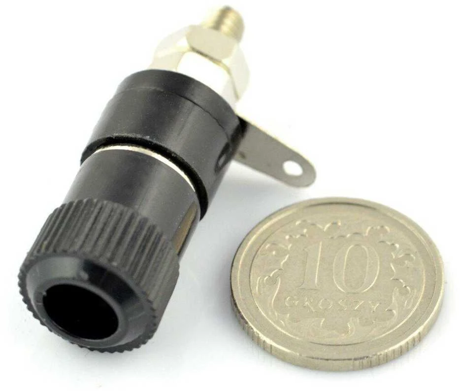 Oem AL2437 banana lizdas - juodas - 4mm - 5 vnt