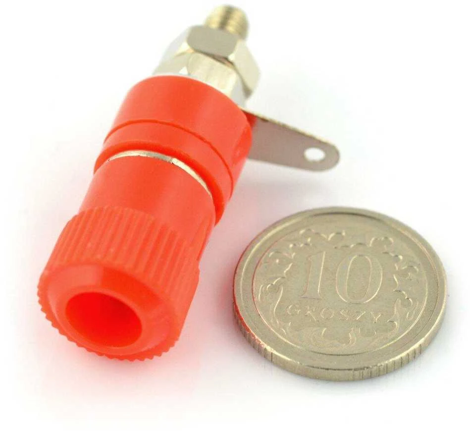 Oem AL2437 banana lizdas - raudonas - 4mm - 5 vnt
