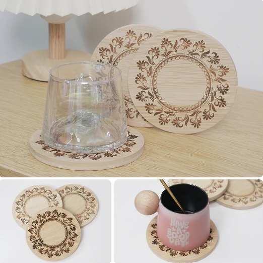 Bambukiniai padėkliukai su graviruotu ornamentu