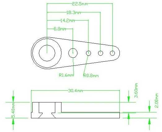 Aliumininė servo svirtis Feetech FK-AP-2 - 30mm/6mm