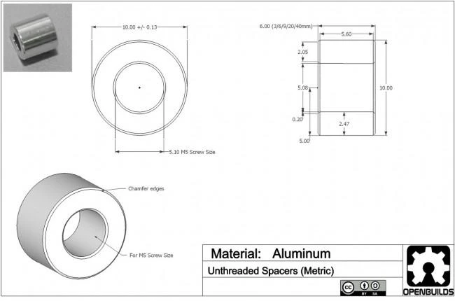 Grąžtas Oem Aliumininė tarpinė 20 x 10 x 5 mm 5vnt