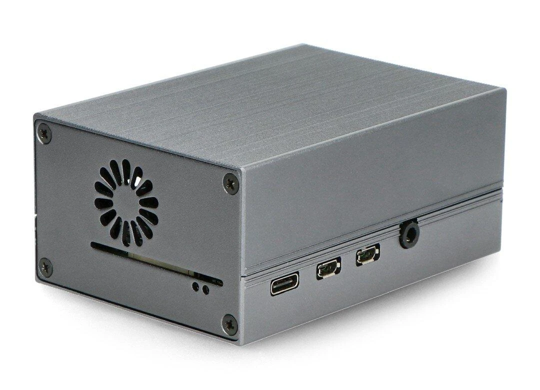 Oem Aliumininis dėklas, skirtas Raspberry Pi 4B su ventiliatoriumi - pilkas