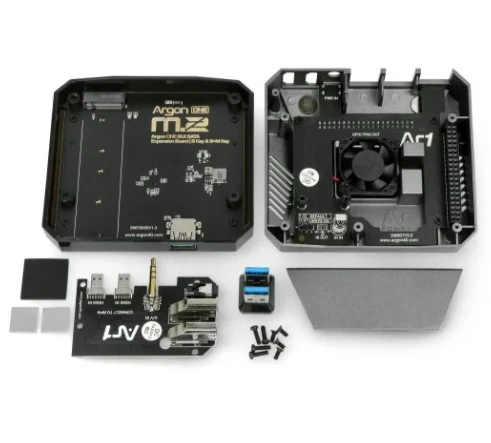 Argon40 Aliuminio dėklas Raspberry Pi 4B su ventiliatoriumi - Argon ONE M.2 - pilkas