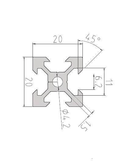 Grąžtas Oem Aliuminio profilis V-SLOT 2020 - 1500mm ilgis