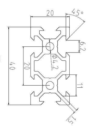 Grąžtas Oem Aliuminio profilis V-SLOT 2040 - 1500mm ilgis