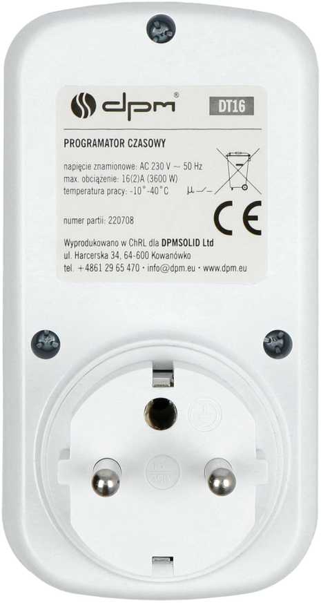 Analoginis laiko programatorius 230V 3600W su sutemų jutikliu - DPM DT16