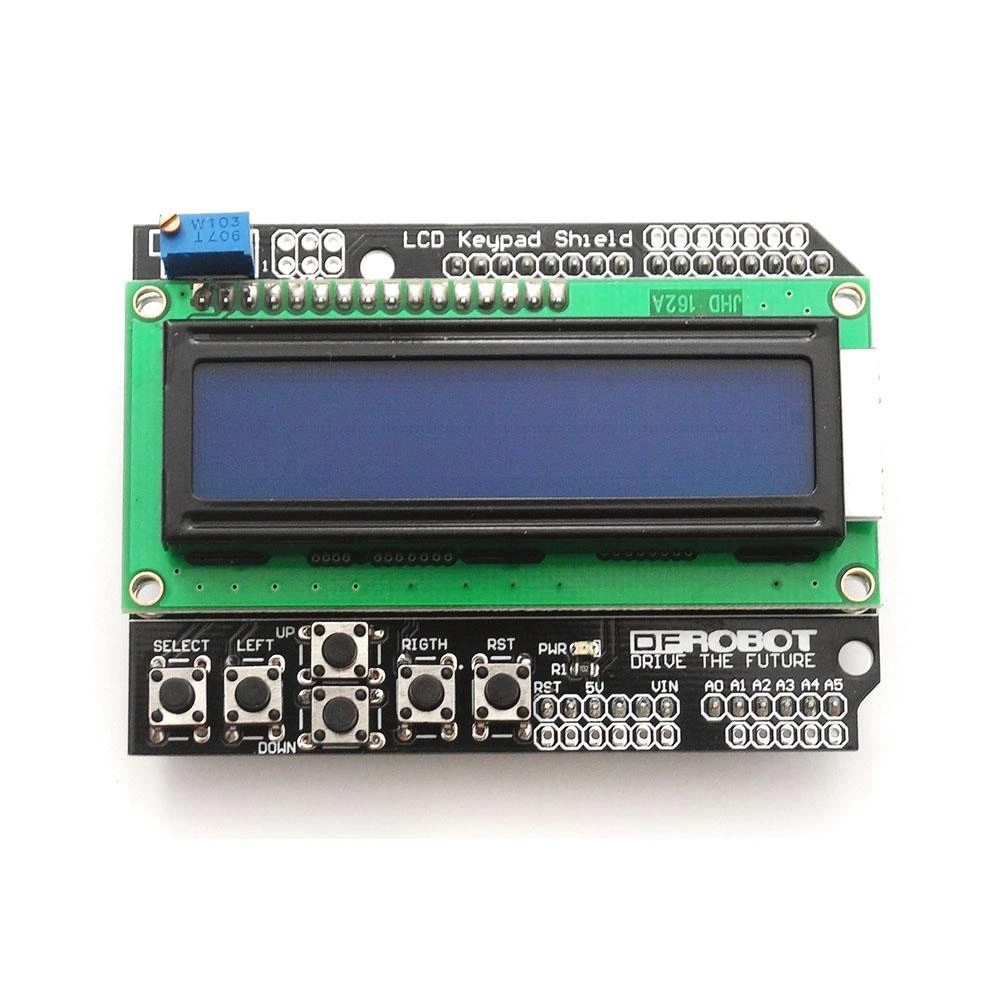 LCD skydelis su mygtukais Arduino projektams