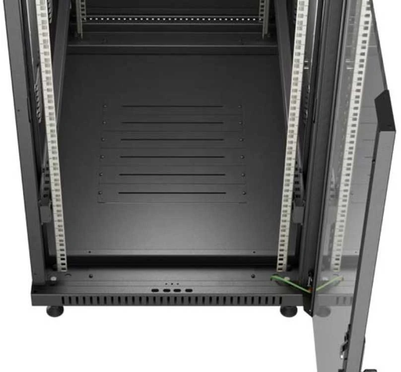 Ant grindų pastatoma stelažo tipo serverio spintelė - 19 colių 22U 600x1200mm - juoda - stiklinės durys - Lanberg FF01-6222-12B