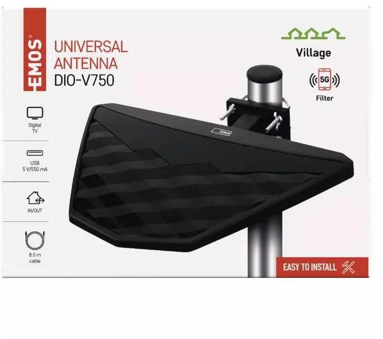 Antena universali VILLAGE DIO-V750, DVB-T2, LTE/4G/5G EMOS