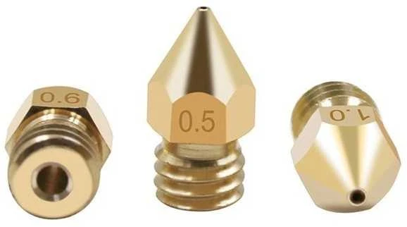Žalvariniai 3D spausdintuvo antgaliai su įvairiais skersmenimis