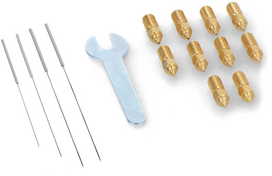 Antgalių rinkinys 0.2mm/0.4mm/0.6mm/0.8mm, skirtas Elegoo Neptune 4/4 Pro 3D spausdintuvams - žalvarinis