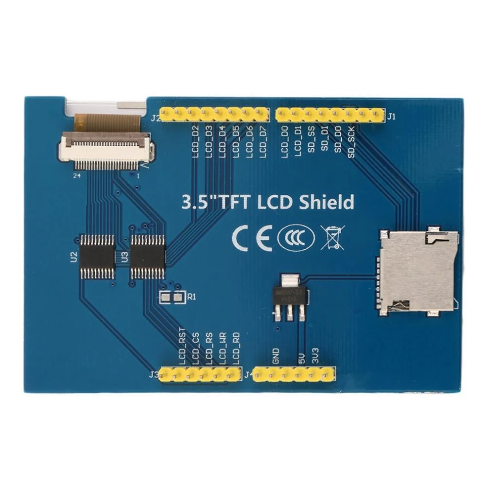 Arduino 3.5 colio TFT ekranas – galinė plokštė su SD jungtimi