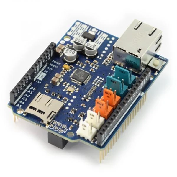 Arduino Ethernet Shield 2 su RJ45 ir SD kortelės lizdu